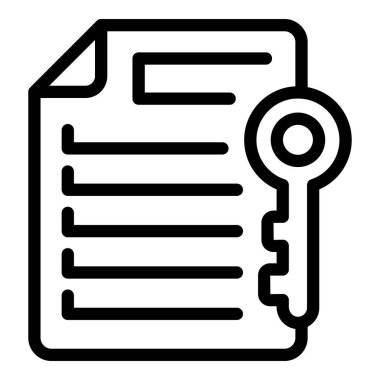 Kredi anahtarı simgesi ana hatları vektörü. Küçük bir borç. Yerel dijital