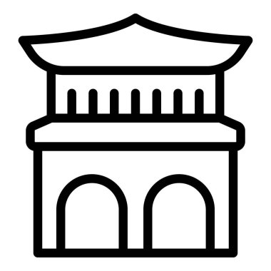 Japonya ikon dış hat vektörü inşa ediyor. Ev yolculuğu. Tapınak şehri