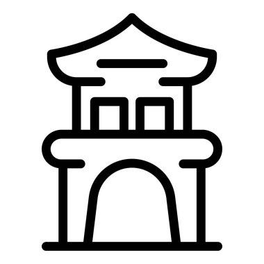 Şehir merkezi ikonu ana hat vektörü. Japon kyoto 'su. Tapınak kulesi