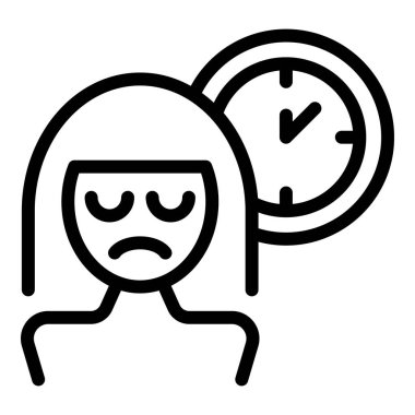 Kadın uykusuzluk ikonu ana hatları vektörü. Uyku bozukluğu. Yataktaki adam