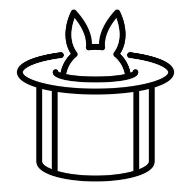 Tavşan şapkası simgesi ana hat vektörü. Sihirli değnek. En üst numara