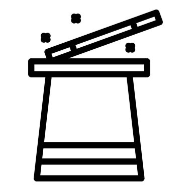 Sihirli çubuk ikonu ana hatları vektörü. Sihirbaz şapkası. Sirk gösterisi