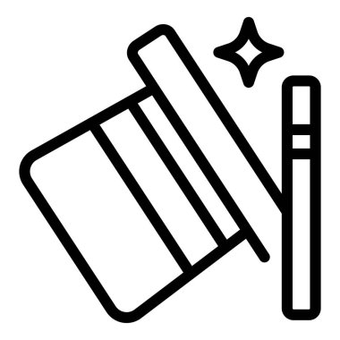 Sirk üçgeni şapka simgesi ana hat vektörü. Sihir gösterisi. Üst çubuk