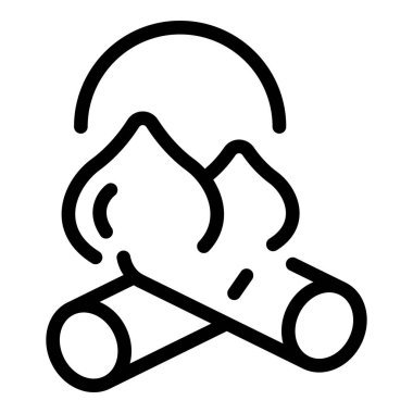 Kamp ateşi ikonu ana hat vektörü. Orman evi. Mobilya gezisi