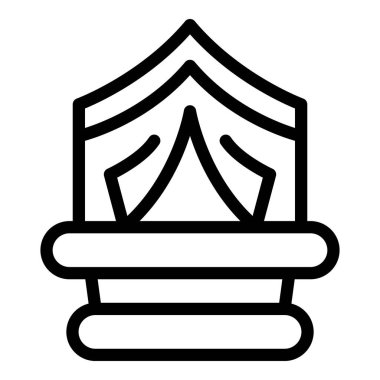 Küçük çadır simgesi ana hat vektörü. Doğa, açık hava. Ev gezisi