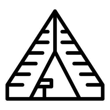 Barbekü çadırı ikonu ana hatları vektörü. Doğa, açık hava. Kart kartı.