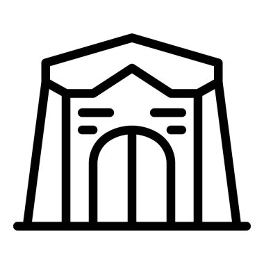 Lüks çadır ikonu ana hatları vektörü. Açık hava ormanı. Eğlence mobilyaları