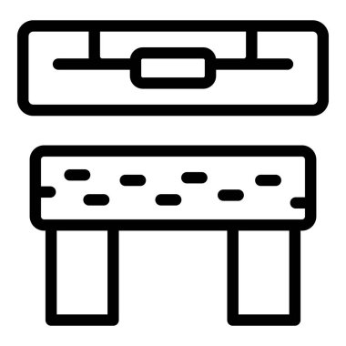 Yer dengesi simgesi dış hat vektörü. İç mekan. Tahta döşeme