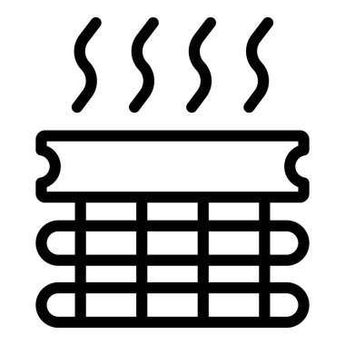 Sıcak zemin simgesi ana hat vektörü. Ahşap. Ev dokusu