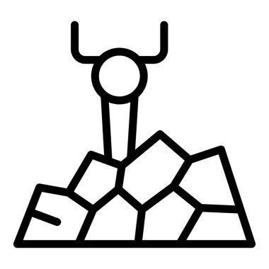 Benimki matkap ikonu ana hat vektörü. Altın araba. Madenci mücevheri
