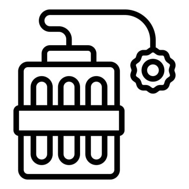 Dinamit simgesi ana hatları vektörü yakılıyor. Benim taşım. Araba madencisi.