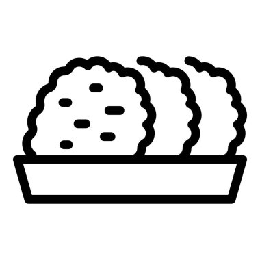 Amerikan fast food ikonu ana hatları vektörü. Tavuk nugget. Yüz eti