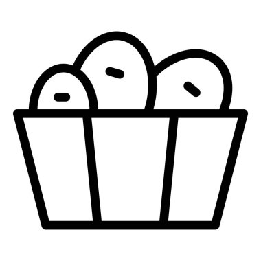 Et yemek ikonu ana hatları vektörü. Tavuk nugget. Lezzetli kutu