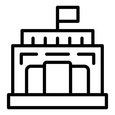 Myanmar yönetim binası ikon ana hat vektörü. Ulusal gün. Kültür Birliği