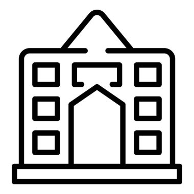 Kültür binası ikon ana hatları vektörü. Ulusal dönüm noktası. Halk birliği