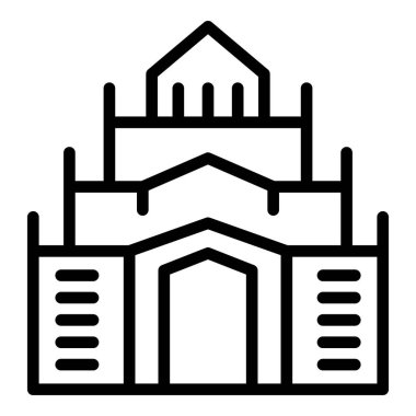 Sendika binası ikon ana hatları vektörü. Myanmar günü. Ulusal kültür