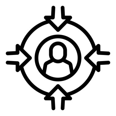 Hedef yönetici simgesi ana hat vektörü. Ofis toplantısı. İşçi raporu