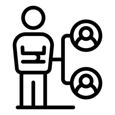 Üst yönetici simgesi ana hatlı vektörü. İş ekibi. Ofis stratejisi