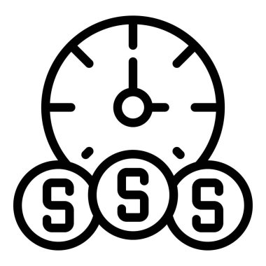 Zaman para ikonu ana hatları vektörüdür. İş ekibi. Ofis stratejisi