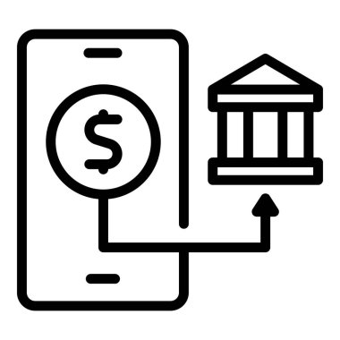 Çevrimiçi telefon kredi ikonu ana hatları vektörü. Para maliyeti. Finans ödemesi