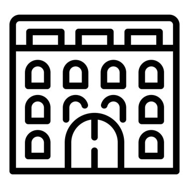 Hırvatistan kale ikonu ana hat vektörü. Seyahat haritası. Şehir silüeti