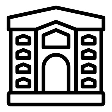 Hırvatistan kültür merkezi ikon ana hatları vektörü. Harita bayrağı. Harita ufuk çizgisi