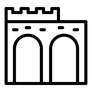 Antik kale ikonu ana hat vektörü. Denizin simgesi. Seyahat bölünmesi