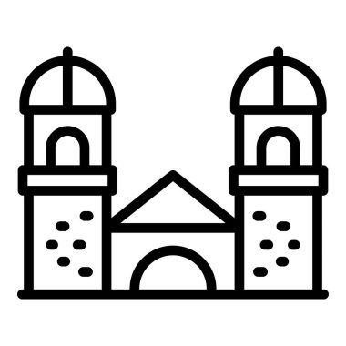 Karadağ mimari ikonu ana hat vektörü. Köy bölgesi. Sahil Avrupa