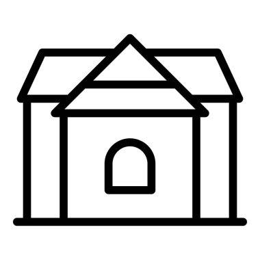 Karadağ 'daki ev ikonu ana hat vektörü. Harita turu. Adriyatik Binası