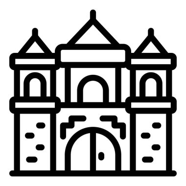 Karadağ şatosunun ikon ana hatları vektörü. Bölge kırsalında. Bayrak haritası