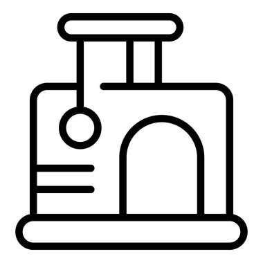 Evcil hayvan ev ikonu ana hatları vektörü. Dükkan kedisi. Mobilya dükkanı