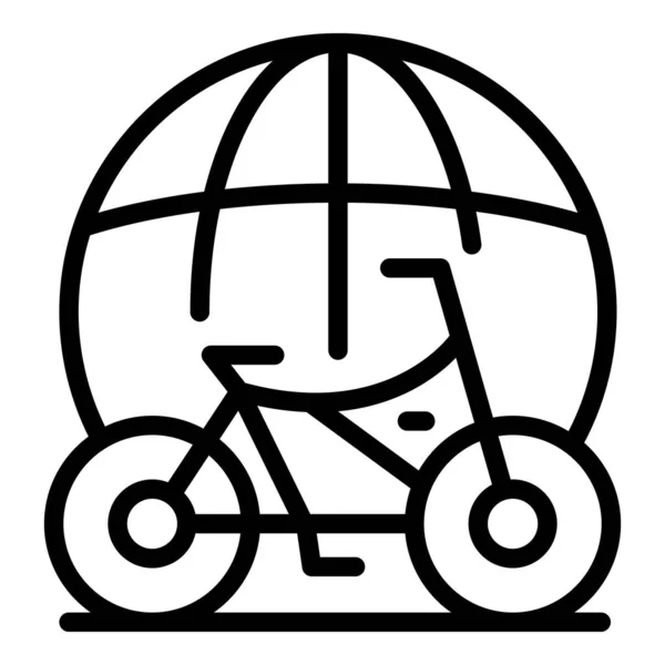 Ícone Aluguel Bicicleta Global Vetor Esboço Sistema Público Compartilhar Inteligente — Vetor de Stock