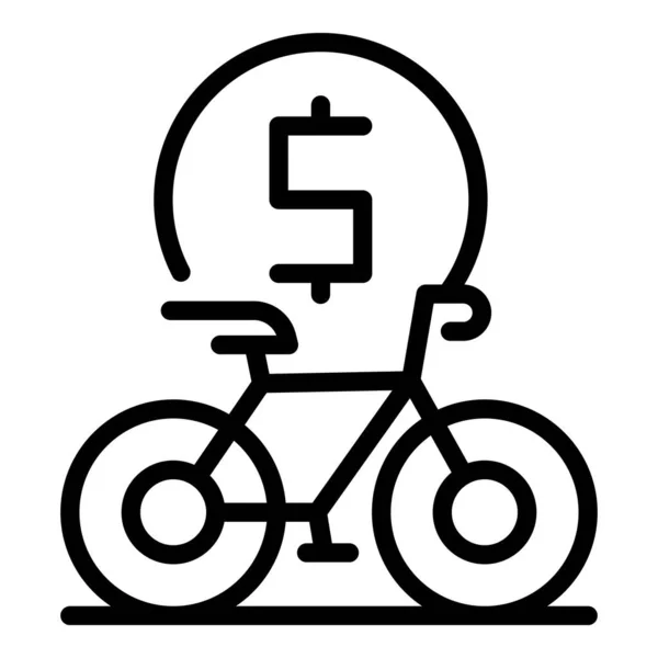Vélo Partage Icône Contour Vecteur Partager Intelligemment Système Location — Image vectorielle