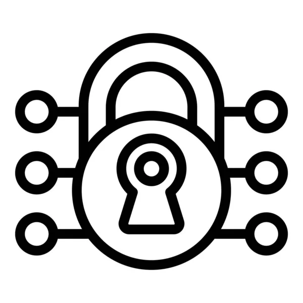 Umrissvektor Mit Digitalem Vorhängeschloss Symbol Server System Online Sicherheit — Stockvektor