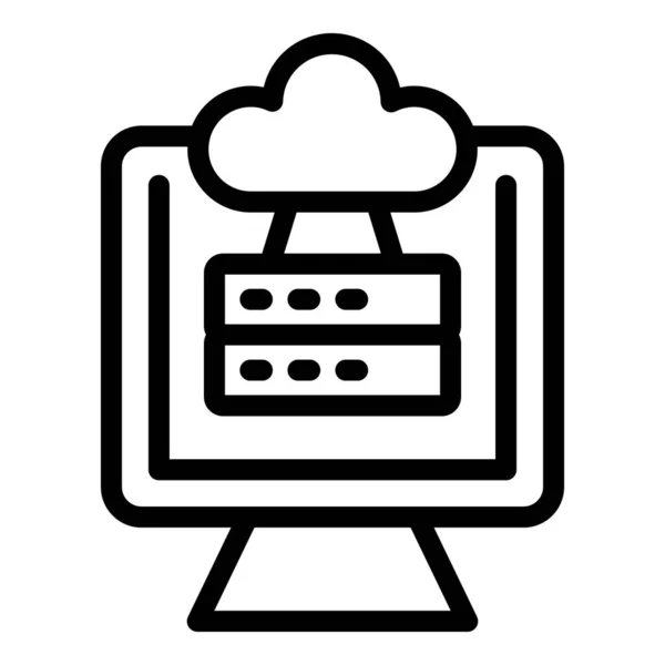 Вектор Контурів Піктограм Даних Хмарного Сервера Безпечний Vpn Онлайн Система — стоковий вектор