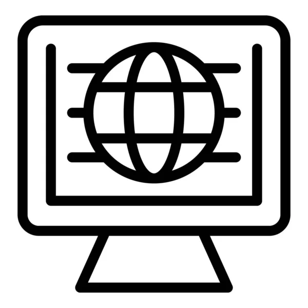 Global Web Page Icon Outline Vector Server Systeem Online Veiligheid — Stockvector
