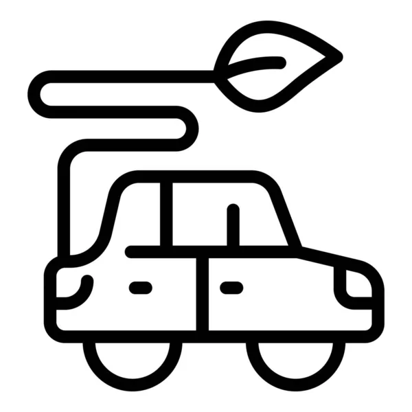 Eco Bil Ikon Kontur Vektor Trädvård Energihälsa — Stock vektor