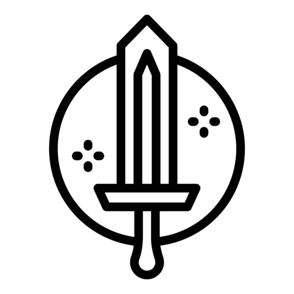 Schwert App Symbol Umrissvektor Online Spielsport — Stockvektor
