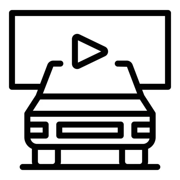 Araba Filmi Ikonu Ana Hatları Vektörü Otomobil Fuarı Sinema Ekranı — Stok Vektör