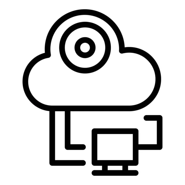 Vecteur Contour Icône Cloud Données Informatiques Processus Construction Code Application — Image vectorielle