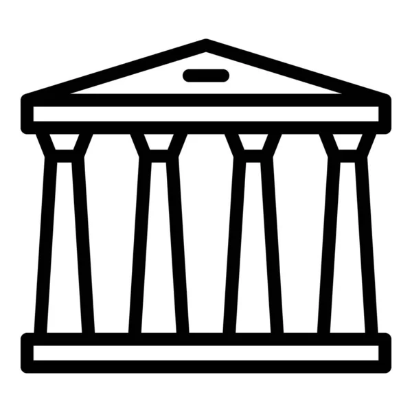 Sütun Tapınağı Ikonu Ana Hat Vektörü Yunan Binası Geçmiş Sütunu — Stok Vektör