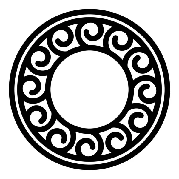 圆形盾牌图标轮廓矢量 希腊神庙罗马宫 — 图库矢量图片