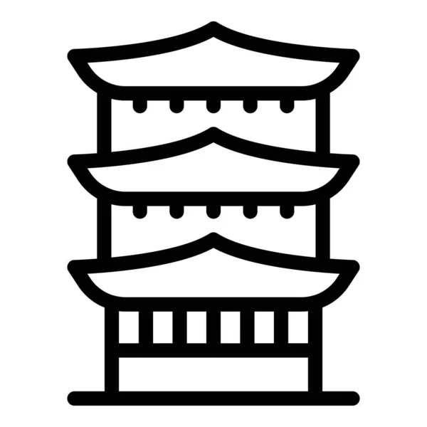 Новый Вектор Контура Иконки Пагоды Япония Киото Башня Храма — стоковый вектор