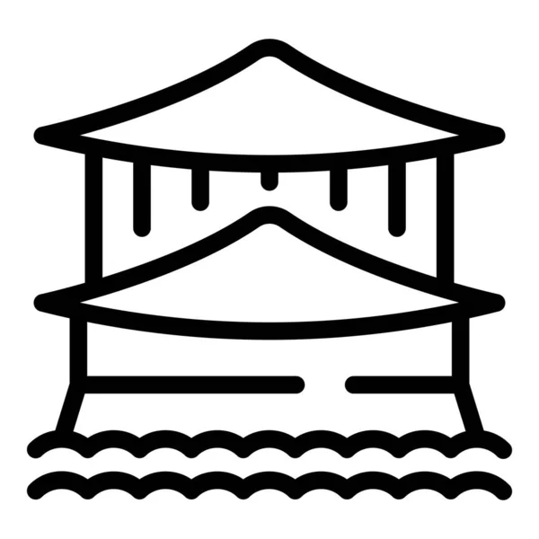Ícone Templo Lago Contorno Vetor Kyoto Japão Torre Cidade — Vetor de Stock