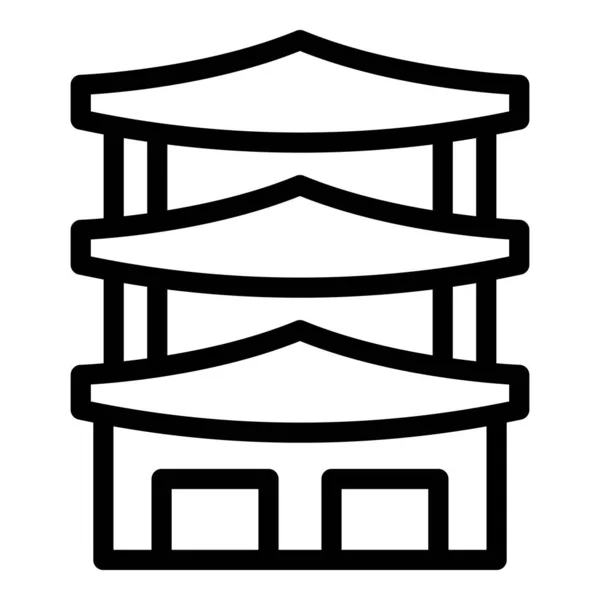 Ciudad Pagoda Icono Contorno Vector Kyoto Japón Torre Del Templo — Vector de stock