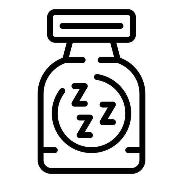 Píldoras Para Dormir Icono Contorno Vector Persona Noche Tiempo Salud — Vector de stock
