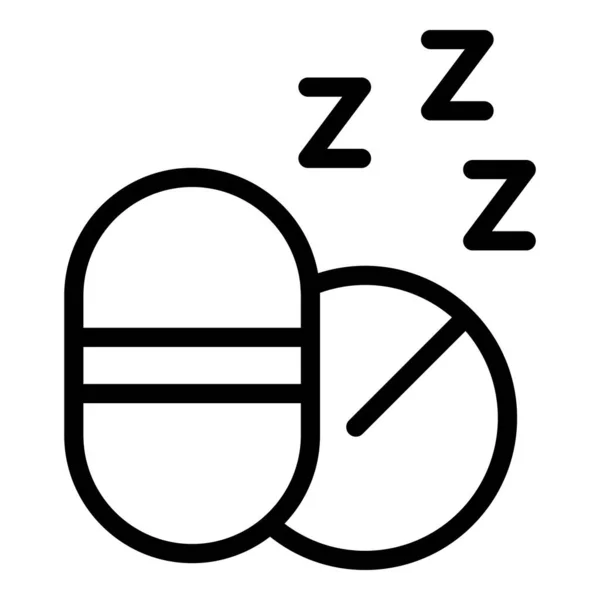 Pílulas Para Dormir Ícone Contorno Vetor Distúrbio Sono Descanso Triste —  Vetores de Stock