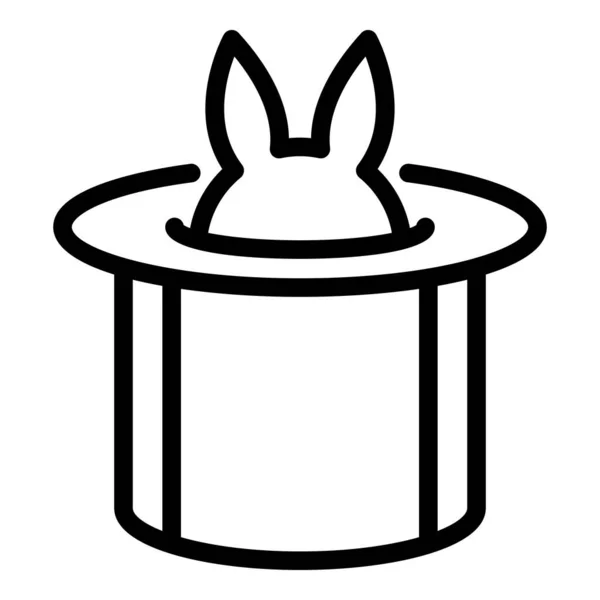 Kaninchenhut Symbol Umrissvektor Zauberstab Top Trick — Stockvektor