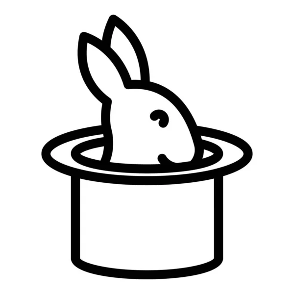 魔法のウサギのアイコンの輪郭ベクトル 魔術師の帽子 サーカスショー — ストックベクタ