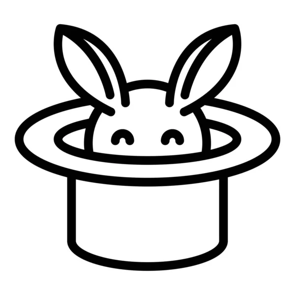 ウサギの帽子のアイコンの輪郭ベクトル 魔法の帽子 サーカスショー — ストックベクタ